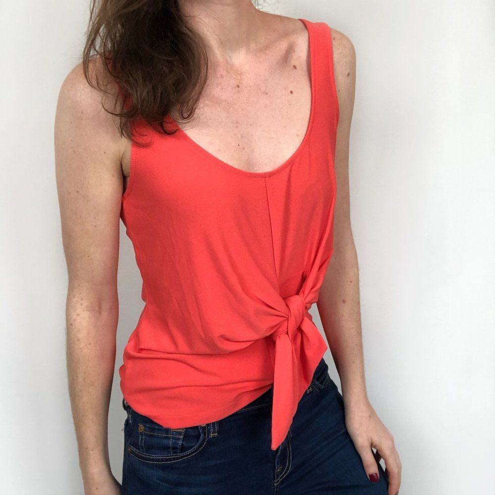 Free Press Orange Tie Front Sleeveless Tank Top